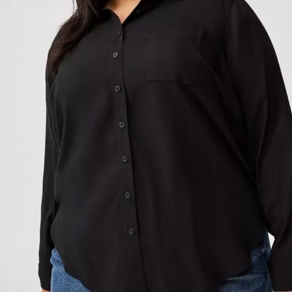 Torrid Womens NWT Lizzie Button Front Blouse Size 4X Black Collared Long Sleeves - Picture 3 of 12